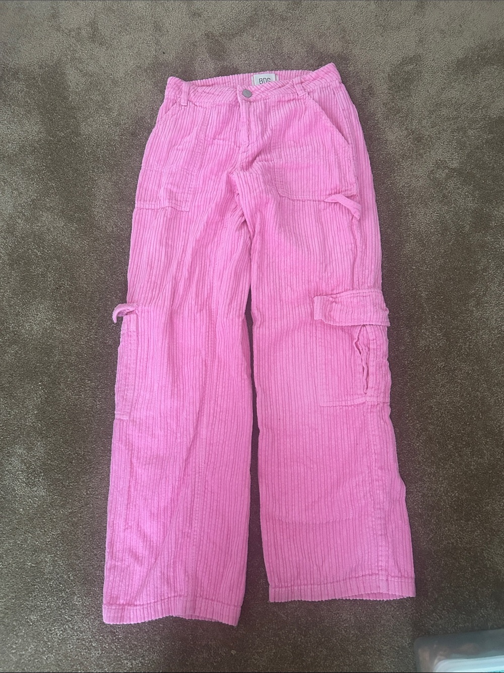 BDG Pink Corduroy Wide-Leg Cargo Pants